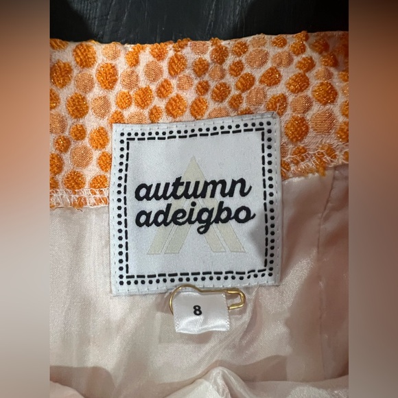 AUTUMN ADEIGBO Liadan Puff Sleeve Cutout Romper in Orange Spot - Picture 3 of 4